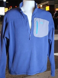 The North Face Men's M Blue Fleece Pullover 1/4 Zip Embroidered Logo Zip Pocket - Picture 1 of 9