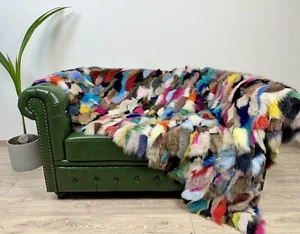 Luxury fox fur blanket throw. Real fur blanket - Picture 1 of 8