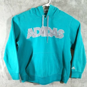 Adidas Hoodie Mens XL Center Big Gray Letters Teal Sweatshirt - Picture 1 of 12