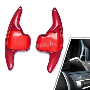 For BMW Real Carbon Fiber Steering Wheel Paddle Shifter Extension Trims Red - Bild 1 von 7