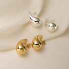 Vintage Chunky Thick Teardrop Glossy Stainless Steel Earrings for Women Jewelry