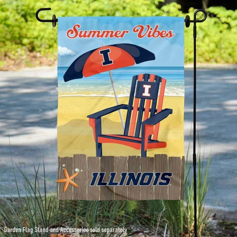 Illinois Fighting Illini Summer Season Vibes Garden Flag and Yard Banner Cover