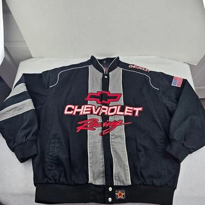Vintage JH Design Chevrolet Racing Cotton Twill Jacket Black/Gray/Red Size 3XL   - Image 1 of 4
