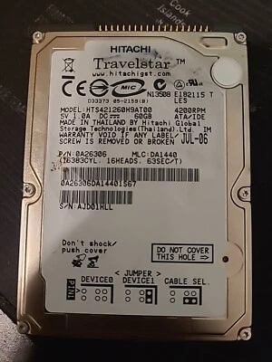 60 GB IDE Hitachi Travelstar HTS421260H9AT00 ATA/IDE 4200rpm 8MB 2,5" Festplatte - Bild 1 von 4