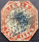 INDIA+QV+1854-1855+USED+4+ANNA+BLUE+%26+RED
