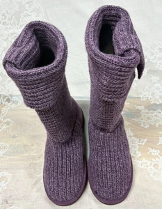 UGG Australia-Women-5819- Classic Cardy knit Purple Boot- Size 6M.China.Used. - Picture 1 of 9