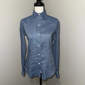Ann Mashburn Button Up Icon Shirt Indigo Cotolino Chambray Women’s XS Blue - Picture 1 of 11