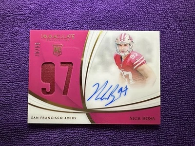 2019 Immaculate Nick Bosa Rookie Patch Auto RPA #/97 49ers RC On-Card - Image 1 of 4