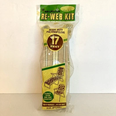 Nuevo de Colección NUEVO Wellington Re-Web Kit 17 Pies Silla de Césped Reparación Tostado Blanco Rayas 120 Foto 1 de 4