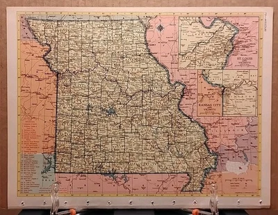 Antiguo mapa atlas Missouri 1953 vintage Atlas mundial de Hammond edición superior Foto 1 de 4