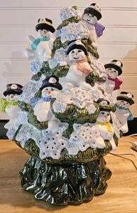 Weißer Keramik Weihnachtsbaum Schneemann 1990 - Bild 1 von 6