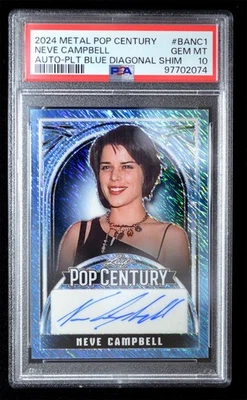 PSA 10 2024 Leaf Neve Campbell Scream Platinum Blue Diagonal Shim 5/10 Autograph - Image 1 of 2