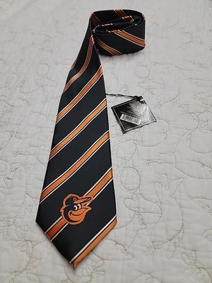 Baltimore Orioles Men's Necktie MLB Baseball Black Neck Tie #3715 - Image 1 of 3