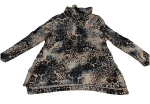 Chicos Zenergy grigio multi collo cappuccio taglia large (2) camicia pullover manica lunga nuovo - Foto 1 di 5