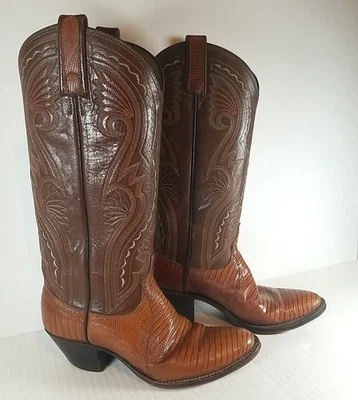 Botas de Vaquero Dan Post Mujer Talla 6 C Western Exotic Lagarto Reptil Foto 1 de 4