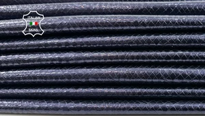 METALLIC DARK INDIGO BLUE SNAKE PRINT On Lamb Leather 3 skins 15sqf 0.7mm #C5800 - Picture 1 of 7