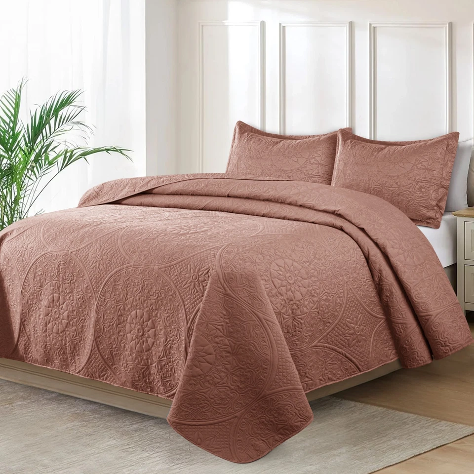 Juego de ropa de cama colcha de lujo 3 piezas acolchado colcha cama tamaño queen king Foto 1 de 1