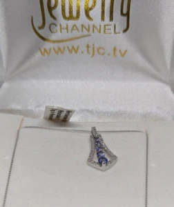 14k White Gold Gradient Size Tanzanite Necklace - Picture 1 of 7