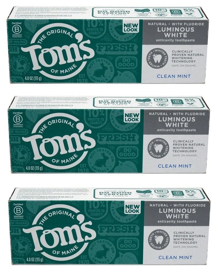 BL Toms Nat Toothpaste Luminous White Clean Mint 4oz X **3 Packs** - Image 1 of 1