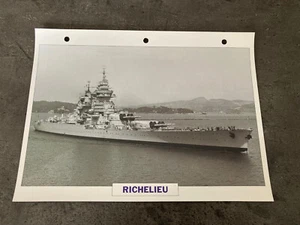 CARTE FICHE NAVIRES DE GUERRE RICHELIEU CUIRASSE 1939 - Picture 1 of 2