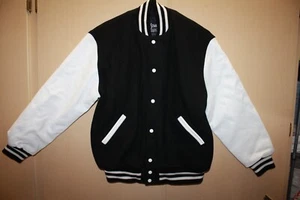 Vintage Stewart Strauss Letterman’s VARSITY JACKET RAIDERS YANKEES BLACK SIZE L - Picture 1 of 3