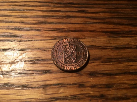 1945 NETHERLANDS EAST INDIES Coin BU 1/2 Cent Brilliant Uncirculated # 591 Cover