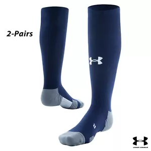 Under Armour Socks: 2-PAIR Team Over the Calf (L)- MID. Navy - Picture 1 of 1