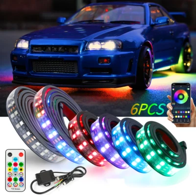 Underglow 套件双排 RGB LED 灯条应用程序遥控器适用于日产 Skyline GT-R — 第 1/4 张图片
