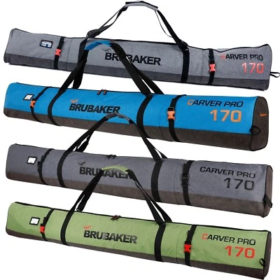 BRUBAKER Housse à Skis 'Performance' Rembourrée 170 cm 190 cm Vert Gris Mélange