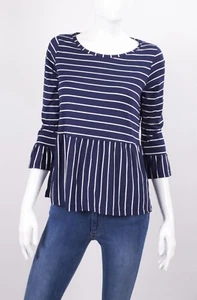 MARKUP DAMEN JACKE RUNDHALS VISKOSE STRETCH BLAU GESTREIFT 3/4 ARM  - Bild 1 von 4