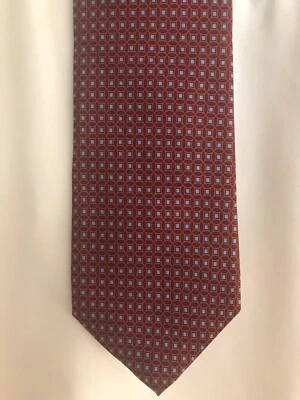 Barneys New York Red & Blue Geometric Print Silk Necktie 59 in x 3.5 in EUC - Imagem 1 de 3