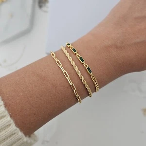 Minimalistisches Armbandset für Damen, zierlich grün Kristall Armband Set Geschenk Mama - Bild 1 von 7
