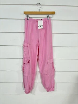 New Zara Girls Pink Cargo Trouser Pants Baggy Waist 22" size 11 12 Years Y981 - Image 1 of 4