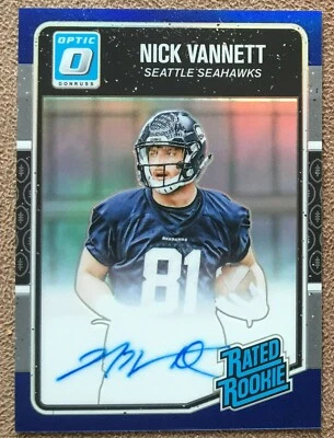 Donruss Optic Rookie 2016 autógrafo púrpura Prizm #188 Nick Vannett/75 Seahawks Foto 1 de 4
