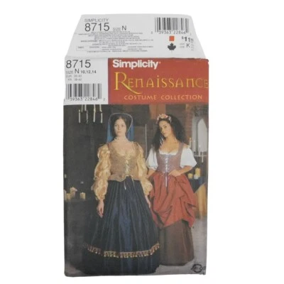 Simplicity 8715 Misses Renaissane Costume Pattern Sz 10-14 Uncut Peasant Maid - Image 1 of 4