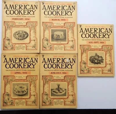 American Cookery Magazine 1934 Vintage Boston Cooking School Lot of 5 issues — 第 1/4 张图片
