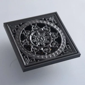 Black Brass Flower Floor Drain Square Bathroom Wet room Shower Drain mhr162 - Picture 1 of 6
