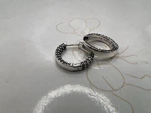 Authentic Pandora Sterling Silver Sparkling Hoop Earrings 299406C01 - Picture 1 of 4