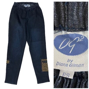 DG2 Jeans Womens PS Diane Gilman Pull On Zippered Cargo Pockets Studded Blue - Picture 1 of 11