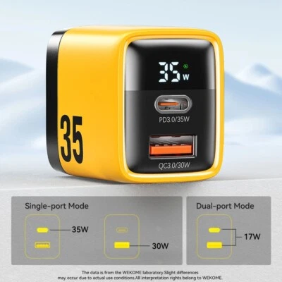 35W Fast Charger USB A + Type C Charger Adapter For iPhone Samsung Xiaomi Laptop - Image 1 of 4