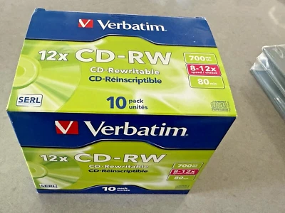 Verbatim CD-RW 80MIN 700MB Rewritable Blank 8 -12x CDRW - NEW & SEALED DISC X 10 - Image 1 of 4
