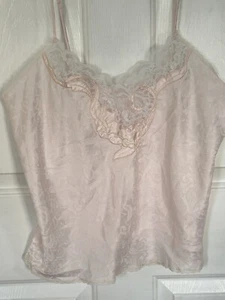 90s Y2K Vintage Natori  Sexy Lace Cami Camisole Large Pale Pink - Picture 1 of 4