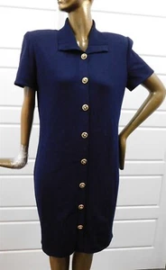 Giacca lunga St John Collection blu navy Santana maglia USA $650rt taglia 12 - Foto 1 di 5