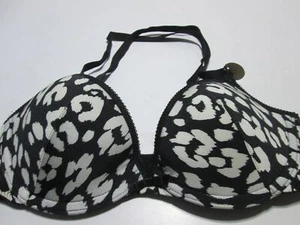 H&M Bra Size 32B Black/White Underwired Lined Crossback Spotted Adjustable - Picture 1 of 7