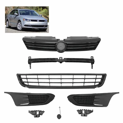 8PC For 2011-2014 Volkswagen Jetta Front Grille Bumper Brackets Fog Light Covers - Изображение 1 из 4