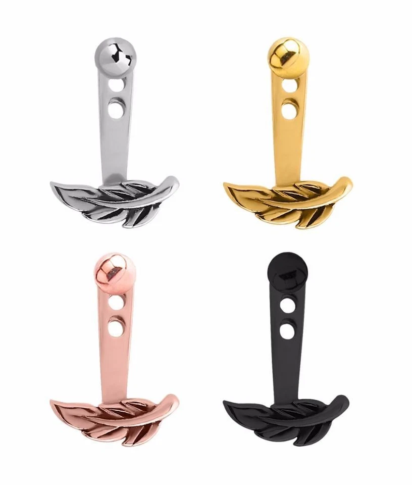 Brincos de aço cirúrgico 316L jaqueta de orelha de penas cartilagem de orelha Tragus - Imagem 1 de 1