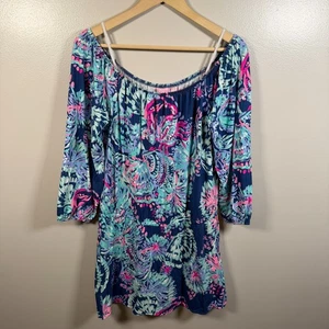 Lilly Pulitzer Lana Skort Romper Dress Size Large Indigo Gypsea Girl Preppy - Picture 1 of 11