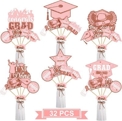 32件装毕业派对装饰毕业中心装饰棒Congrats Grad — 第 1/4 张图片