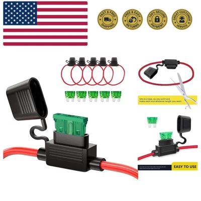 12 AWG Inline Fuse Holder with ATC/ATO Blade Fuse, 5 Pack Download Images ×Pr... - Image 1 of 4