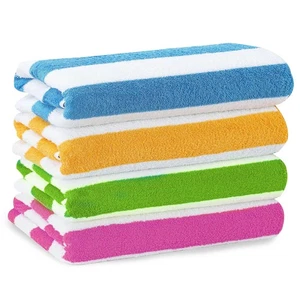 Microfibre Beach Towels Set of 4 Striped Lightweight Quick Dry Travel Summer - Picture 1 of 10